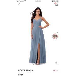 Azazie Thana Full Length Dress- Dusty Blue